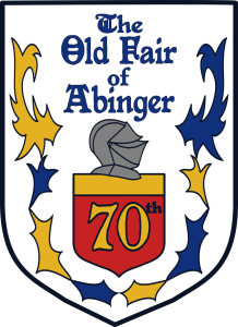 A shield with the old fair or Abinger in old style text and a 70th in a shield with a helmet above
