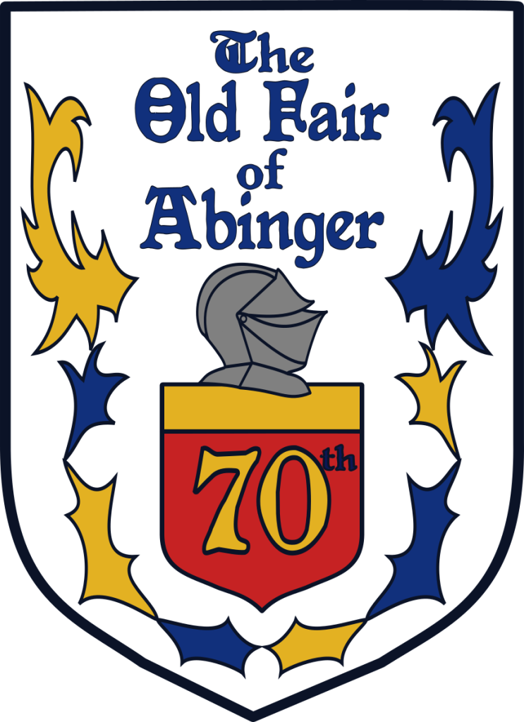 A shield with the old fair or Abinger in old style text and a 70th in a shield with a helmet above