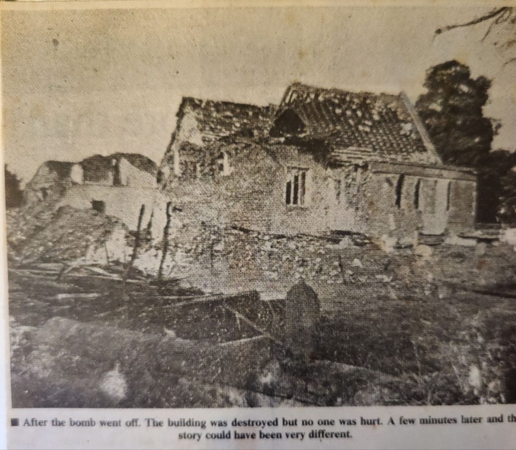 Photograph of the newspaper article shown the church after the Based on Makatonb destroyed it.