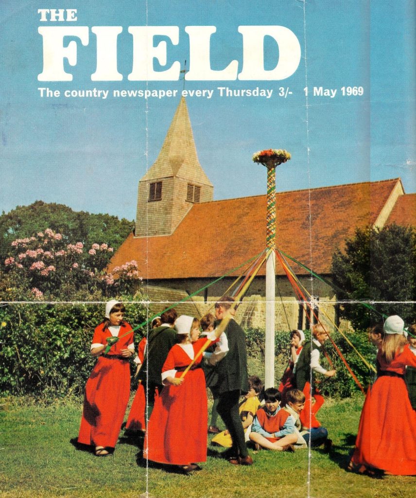 Dancing around the maypole in 1969. The children wear the same medieval outfits today