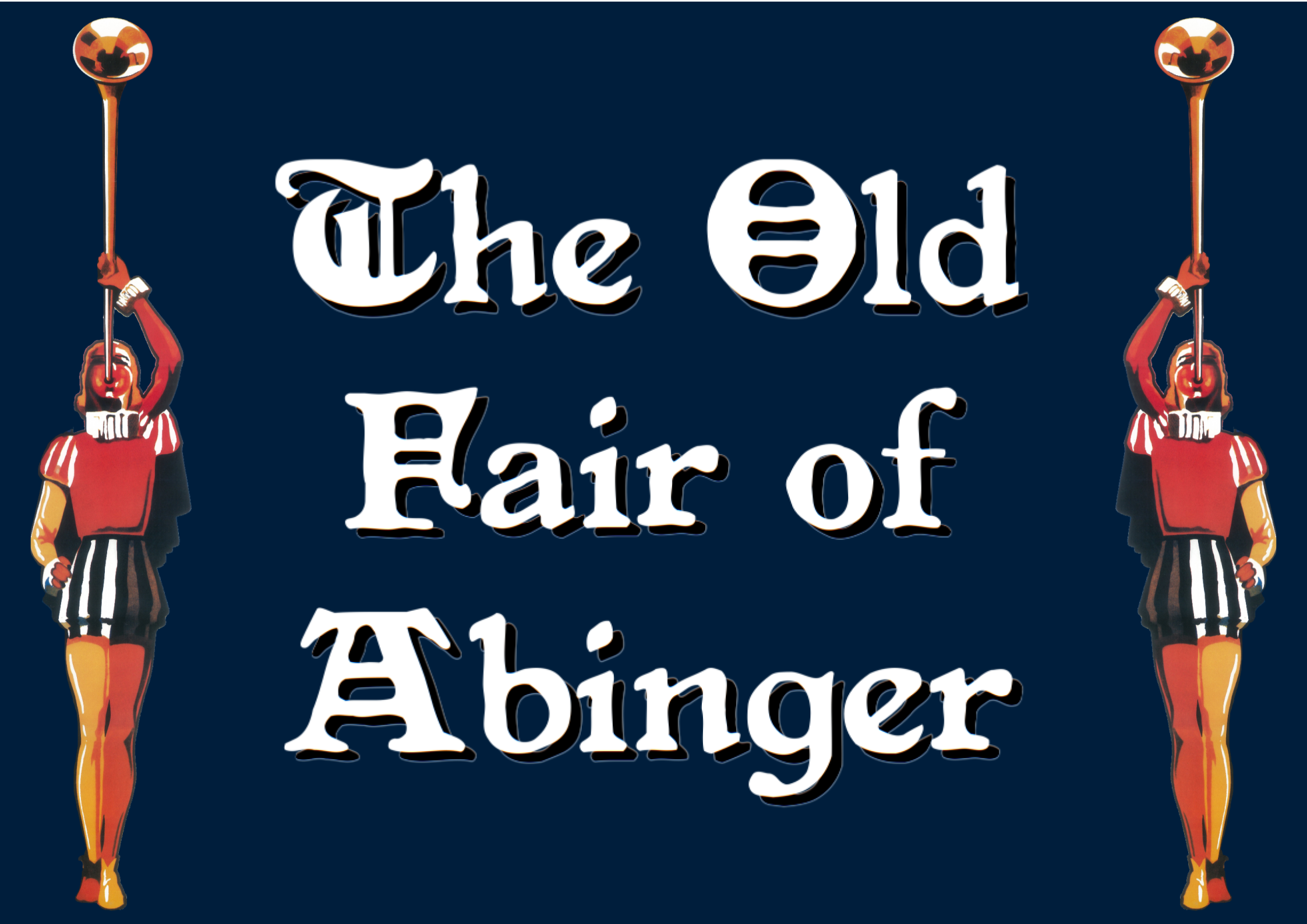 graphics with 2 pipers and the old fair of Abinger text